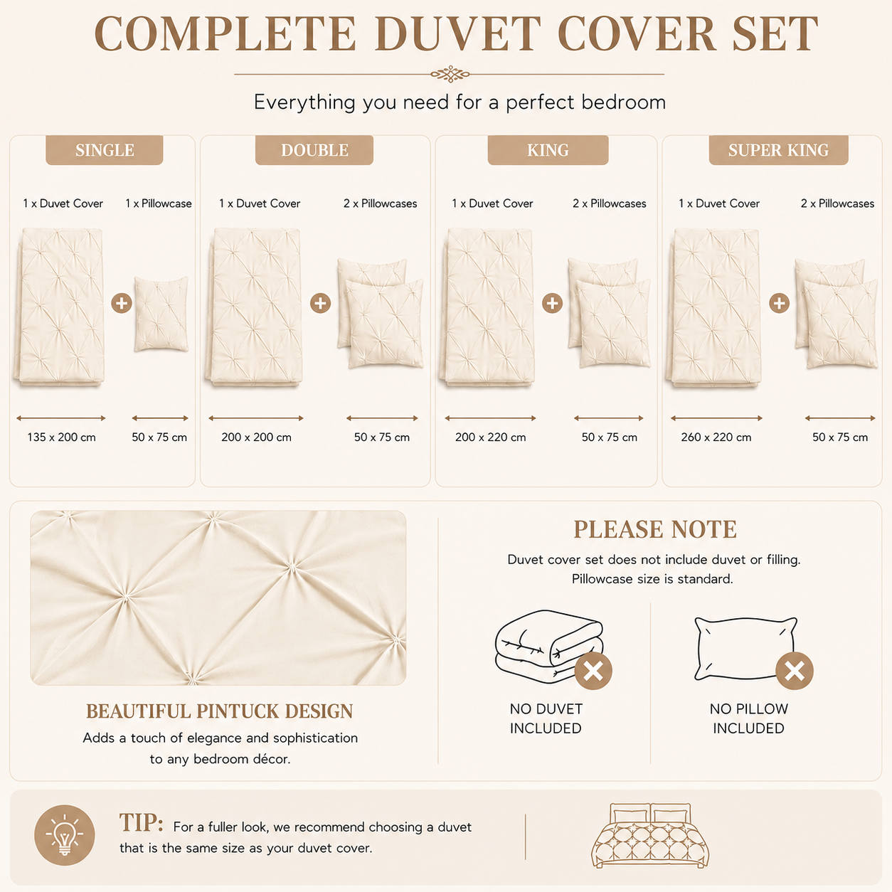 Alexander Pintuck Pinch Pleated Duvet Cover Set – Easy Care Microfibre Bedding | Night Zone