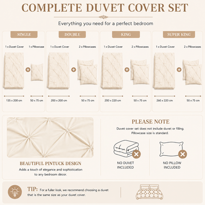 Alexander Pintuck Pinch Pleated Duvet Cover Set – Easy Care Microfibre Bedding | Night Zone
