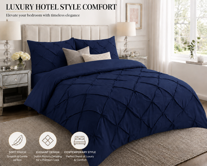 Alexander Pintuck Pinch Pleated Duvet Cover Set – Easy Care Microfibre Bedding | Night Zone