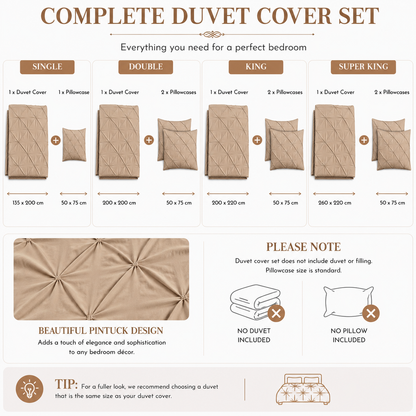 Alexander Pintuck Pinch Pleated Duvet Cover Set – Easy Care Microfibre Bedding | Night Zone