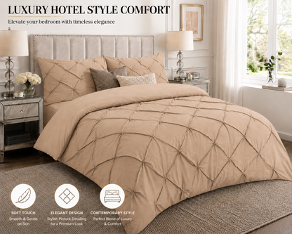 Alexander Pintuck Pinch Pleated Duvet Cover Set – Easy Care Microfibre Bedding | Night Zone