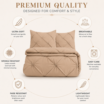 Alexander Pintuck Pinch Pleated Duvet Cover Set – Easy Care Microfibre Bedding | Night Zone