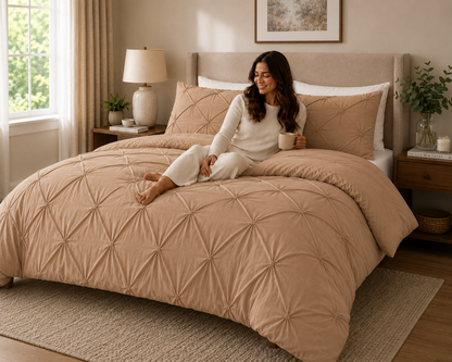 Alexander Pintuck Pinch Pleated Duvet Cover Set – Easy Care Microfibre Bedding | Night Zone
