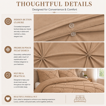 Alexander Pintuck Pinch Pleated Duvet Cover Set – Easy Care Microfibre Bedding | Night Zone