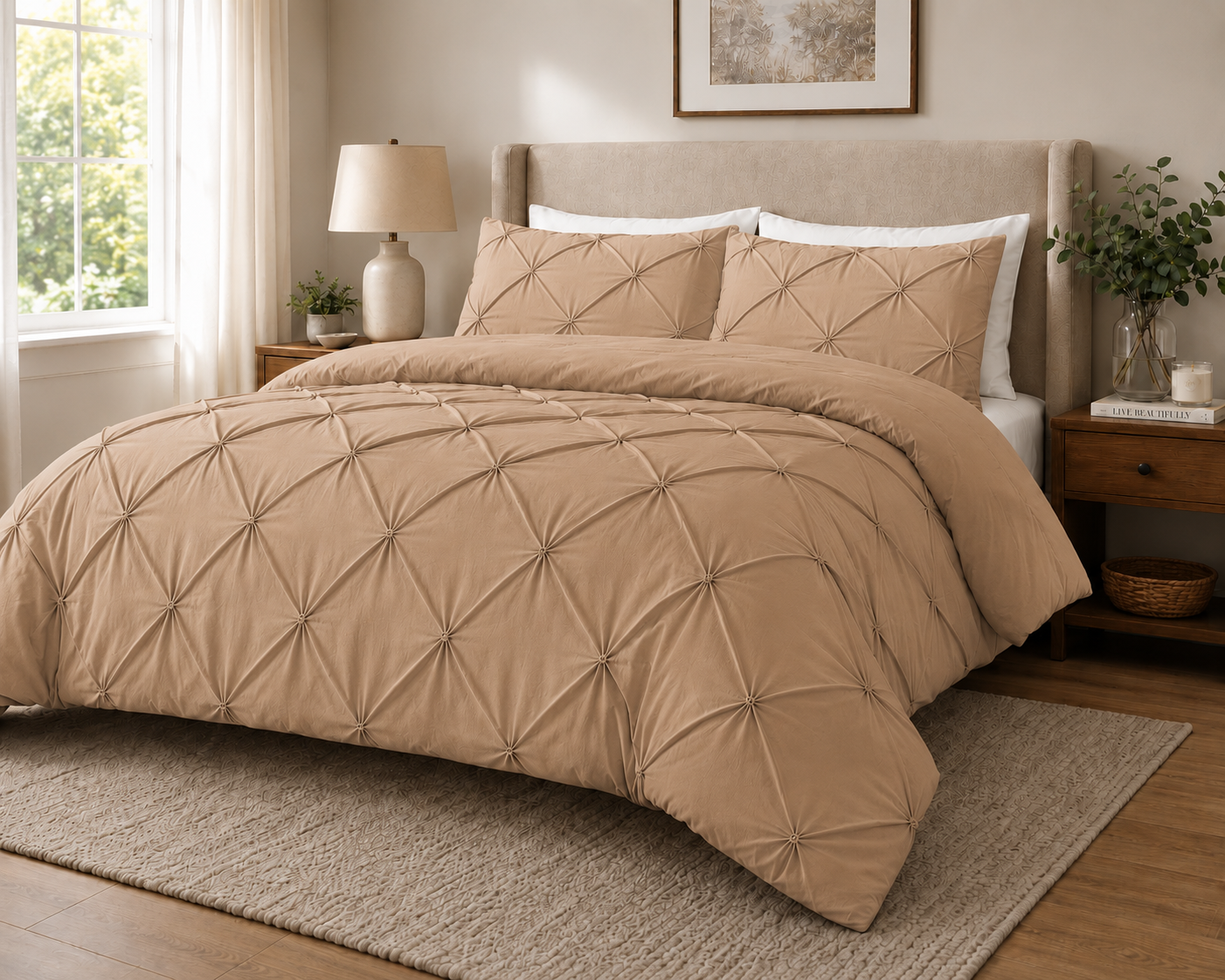Alexander Pintuck Pinch Pleated Duvet Cover Set – Easy Care Microfibre Bedding | Night Zone