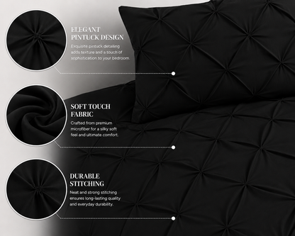 Alexander Pintuck Pinch Pleated Duvet Cover Set – Easy Care Microfibre Bedding | Night Zone