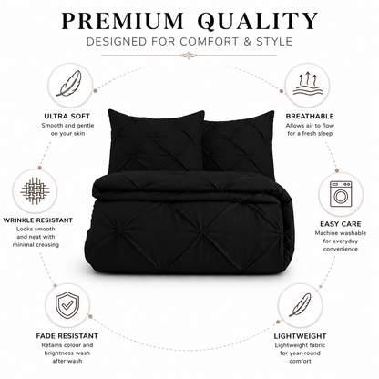 Alexander Pintuck Pinch Pleated Duvet Cover Set – Easy Care Microfibre Bedding | Night Zone