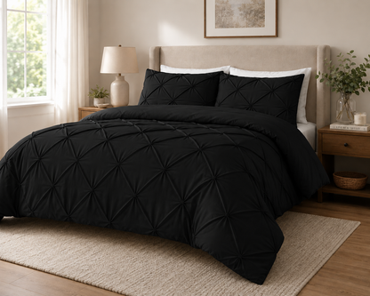 Alexander Pintuck Pinch Pleated Duvet Cover Set – Easy Care Microfibre Bedding | Night Zone