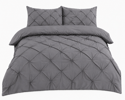Alexander Pintuck Pinch Pleated Duvet Cover Set – Easy Care Microfibre Bedding | Night Zone
