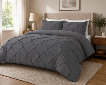 Alexander Pintuck Pinch Pleated Duvet Cover Set – Easy Care Microfibre Bedding | Night Zone