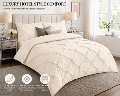 Alexander Pintuck Pinch Pleated Duvet Cover Set – Easy Care Microfibre Bedding | Night Zone