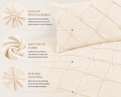 Alexander Pintuck Pinch Pleated Duvet Cover Set – Easy Care Microfibre Bedding | Night Zone