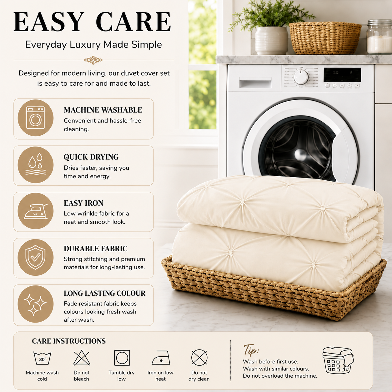 Alexander Pintuck Pinch Pleated Duvet Cover Set – Easy Care Microfibre Bedding | Night Zone