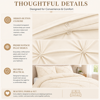 Alexander Pintuck Pinch Pleated Duvet Cover Set – Easy Care Microfibre Bedding | Night Zone