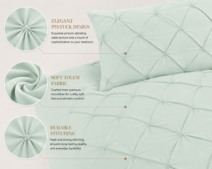 Alexander Pintuck Pinch Pleated Duvet Cover Set – Easy Care Microfibre Bedding | Night Zone