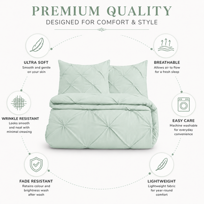 Alexander Pintuck Pinch Pleated Duvet Cover Set – Easy Care Microfibre Bedding | Night Zone