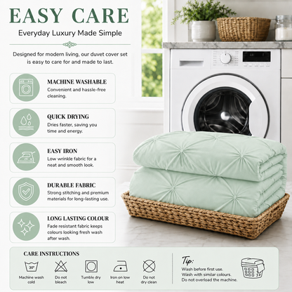 Alexander Pintuck Pinch Pleated Duvet Cover Set – Easy Care Microfibre Bedding | Night Zone