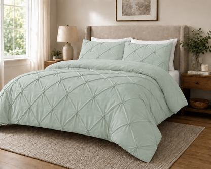 Alexander Pintuck Pinch Pleated Duvet Cover Set – Easy Care Microfibre Bedding | Night Zone