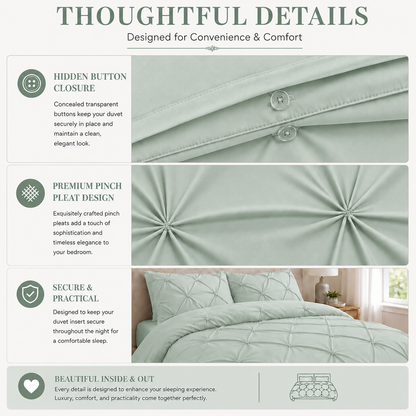 Alexander Pintuck Pinch Pleated Duvet Cover Set – Easy Care Microfibre Bedding | Night Zone
