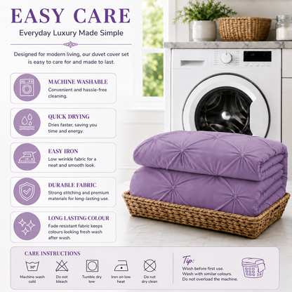 Alexander Pintuck Pinch Pleated Duvet Cover Set – Easy Care Microfibre Bedding | Night Zone