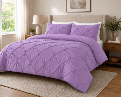 Alexander Pintuck Pinch Pleated Duvet Cover Set – Easy Care Microfibre Bedding | Night Zone