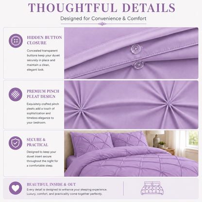 Alexander Pintuck Pinch Pleated Duvet Cover Set – Easy Care Microfibre Bedding | Night Zone