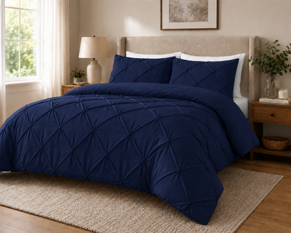 Alexander Pintuck Pinch Pleated Duvet Cover Set – Easy Care Microfibre Bedding | Night Zone