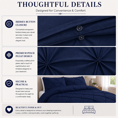 Alexander Pintuck Pinch Pleated Duvet Cover Set – Easy Care Microfibre Bedding | Night Zone