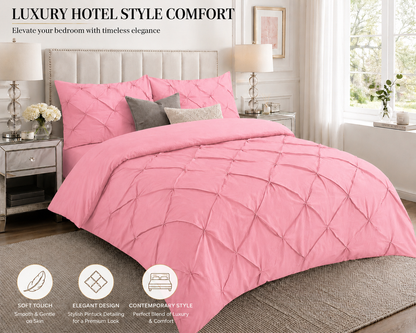 Alexander Pintuck Pinch Pleated Duvet Cover Set – Easy Care Microfibre Bedding | Night Zone