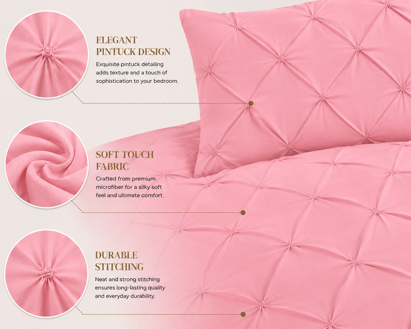 Alexander Pintuck Pinch Pleated Duvet Cover Set – Easy Care Microfibre Bedding | Night Zone