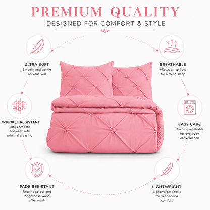 Alexander Pintuck Pinch Pleated Duvet Cover Set – Easy Care Microfibre Bedding | Night Zone