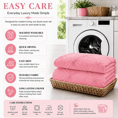 Alexander Pintuck Pinch Pleated Duvet Cover Set – Easy Care Microfibre Bedding | Night Zone