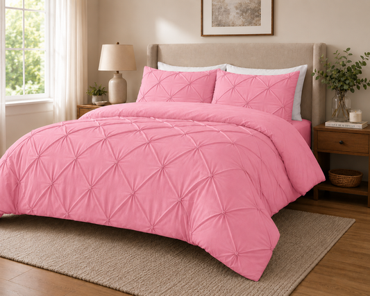 Alexander Pintuck Pinch Pleated Duvet Cover Set – Easy Care Microfibre Bedding | Night Zone
