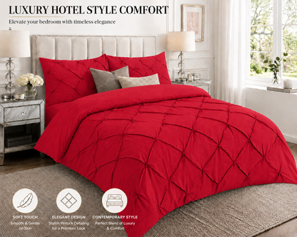 Alexander Pintuck Pinch Pleated Duvet Cover Set – Easy Care Microfibre Bedding | Night Zone