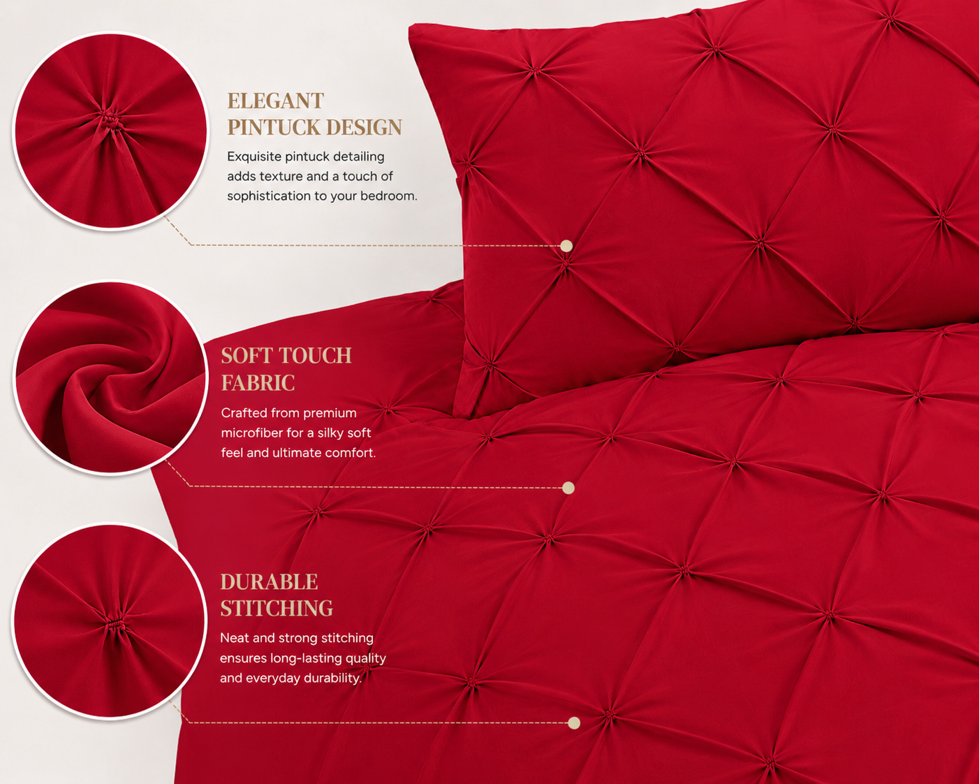 Alexander Pintuck Pinch Pleated Duvet Cover Set – Easy Care Microfibre Bedding | Night Zone