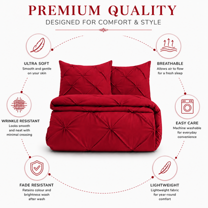 Alexander Pintuck Pinch Pleated Duvet Cover Set – Easy Care Microfibre Bedding | Night Zone