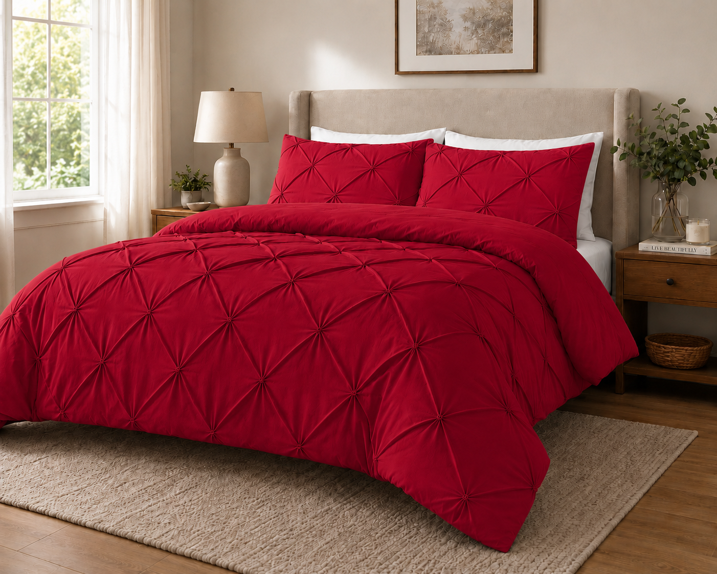 Alexander Pintuck Pinch Pleated Duvet Cover Set – Easy Care Microfibre Bedding | Night Zone