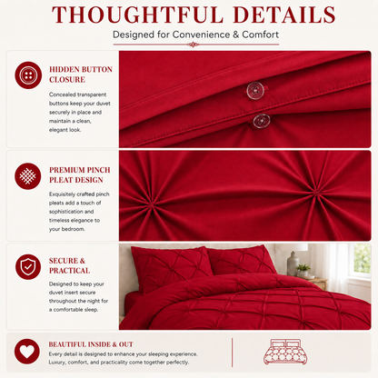 Alexander Pintuck Pinch Pleated Duvet Cover Set – Easy Care Microfibre Bedding | Night Zone