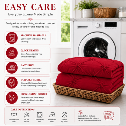 Alexander Pintuck Pinch Pleated Duvet Cover Set – Easy Care Microfibre Bedding | Night Zone