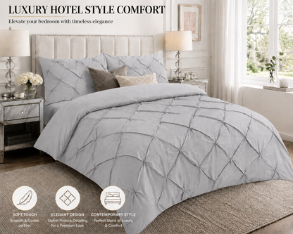 Alexander Pintuck Pinch Pleated Duvet Cover Set – Easy Care Microfibre Bedding | Night Zone