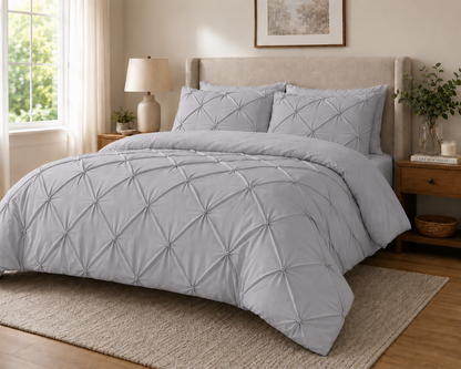 Alexander Pintuck Pinch Pleated Duvet Cover Set – Easy Care Microfibre Bedding | Night Zone