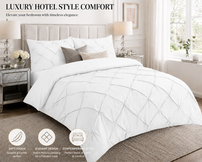 Alexander Pintuck Pinch Pleated Duvet Cover Set – Easy Care Microfibre Bedding | Night Zone