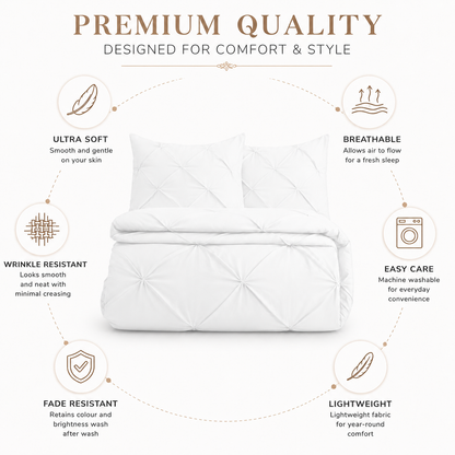 Alexander Pintuck Pinch Pleated Duvet Cover Set – Easy Care Microfibre Bedding | Night Zone