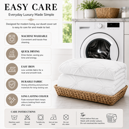 Alexander Pintuck Pinch Pleated Duvet Cover Set – Easy Care Microfibre Bedding | Night Zone