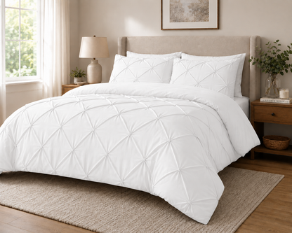 Alexander Pintuck Pinch Pleated Duvet Cover Set – Easy Care Microfibre Bedding | Night Zone
