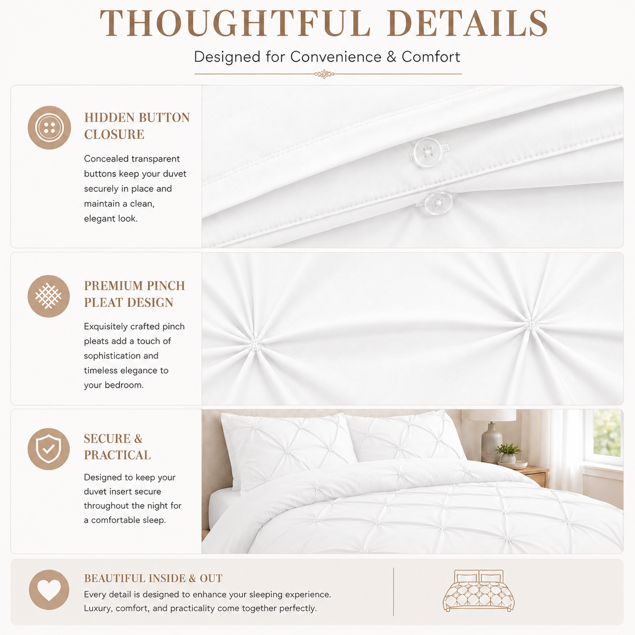 Alexander Pintuck Pinch Pleated Duvet Cover Set – Easy Care Microfibre Bedding | Night Zone