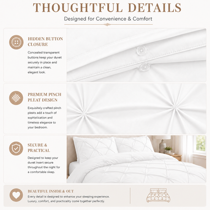 Alexander Pintuck Pinch Pleated Duvet Cover Set – Easy Care Microfibre Bedding | Night Zone