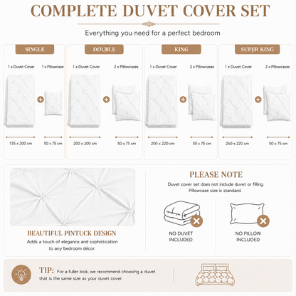 Alexander Pintuck Pinch Pleated Duvet Cover Set – Easy Care Microfibre Bedding | Night Zone