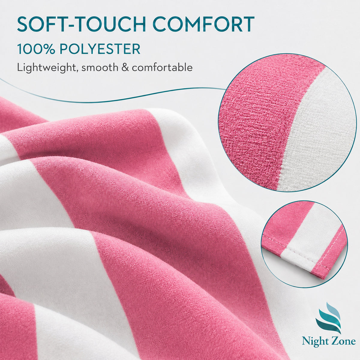 Microfiber Striped Beach & Sun Lounger Towel with Hood | Night Zone