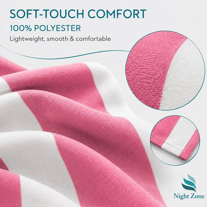 Microfiber Striped Beach & Sun Lounger Towel with Hood | Night Zone